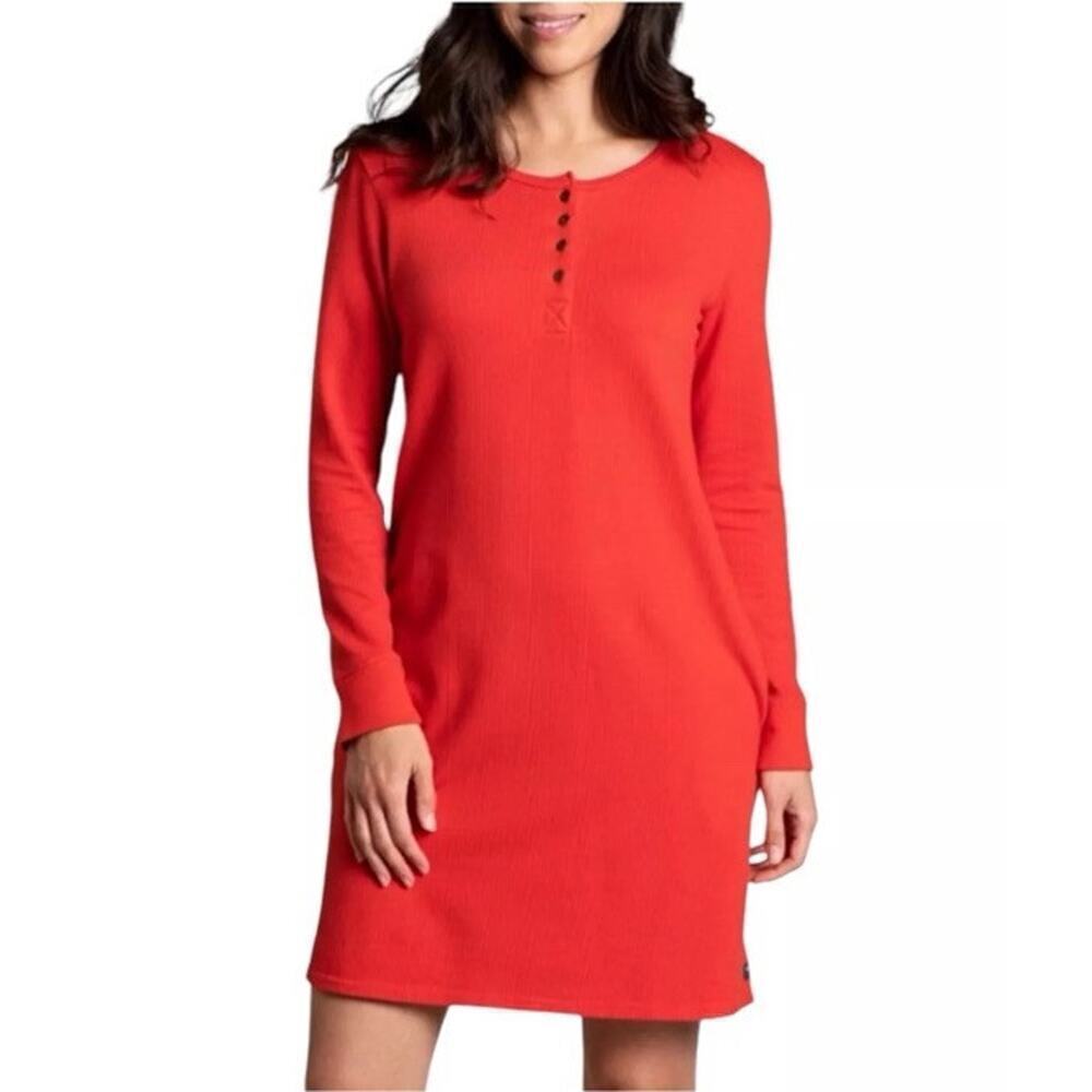 Toad & Co Ponderosa Henley Dress Long Sleeve Pullover Winterberry Size M NWT